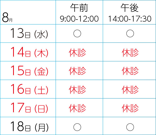 夏季休診